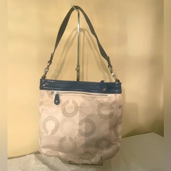 Coach Shoulder Bag, Optics “Dot” Design, blue trim - Picture 6 of 9